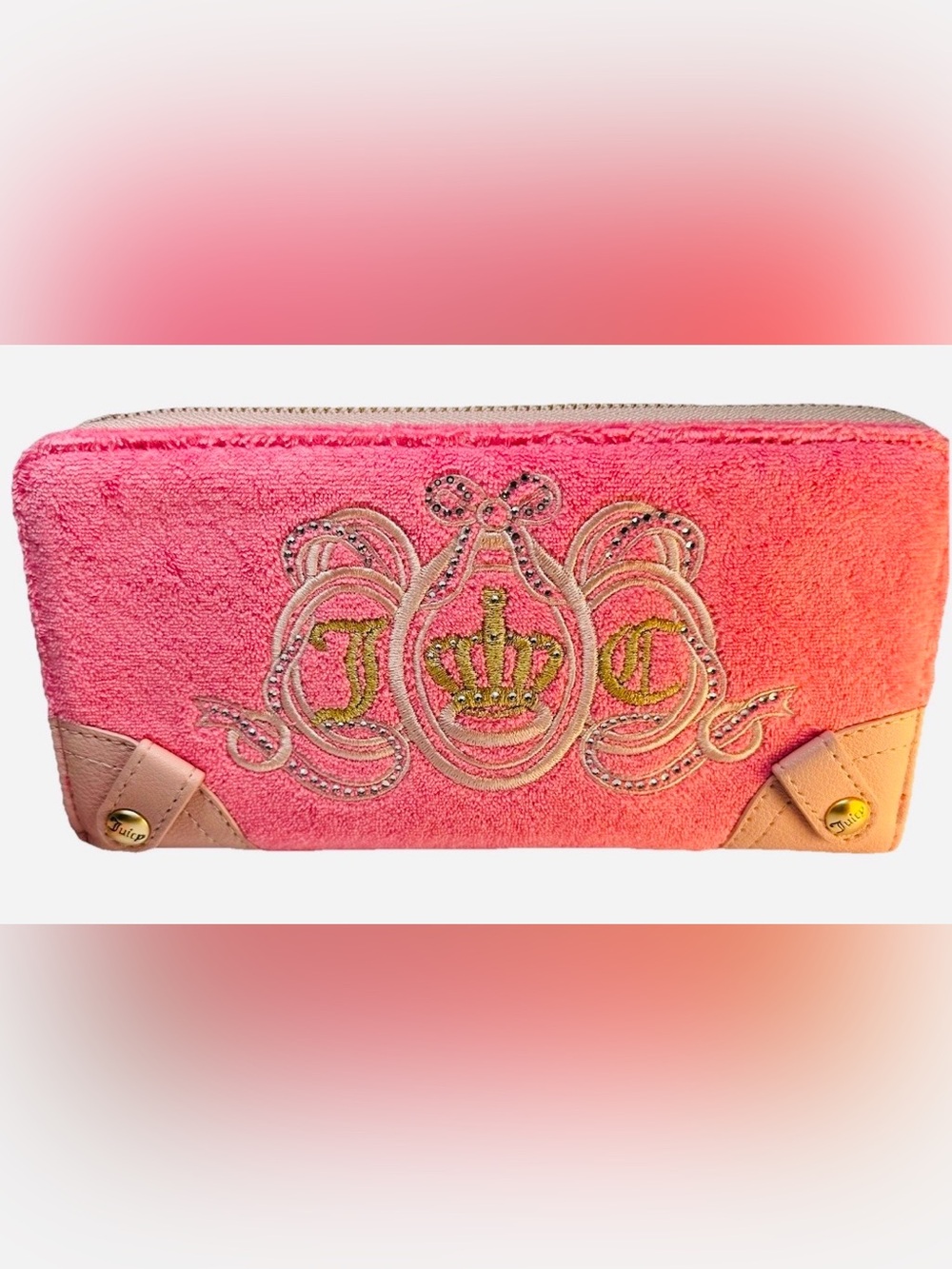 Juicy Couture Pink Crown Embroidered Cosmetic Pouch